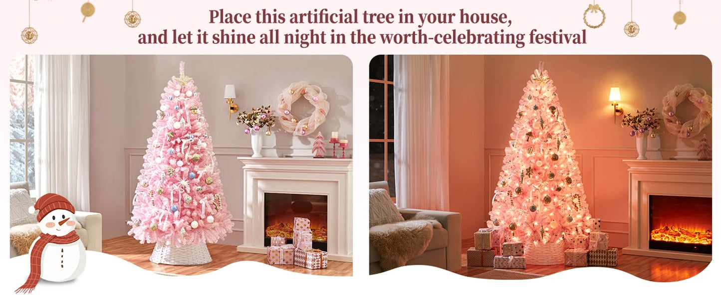 6/7ft Artificial Pink Christmas Pine Tree