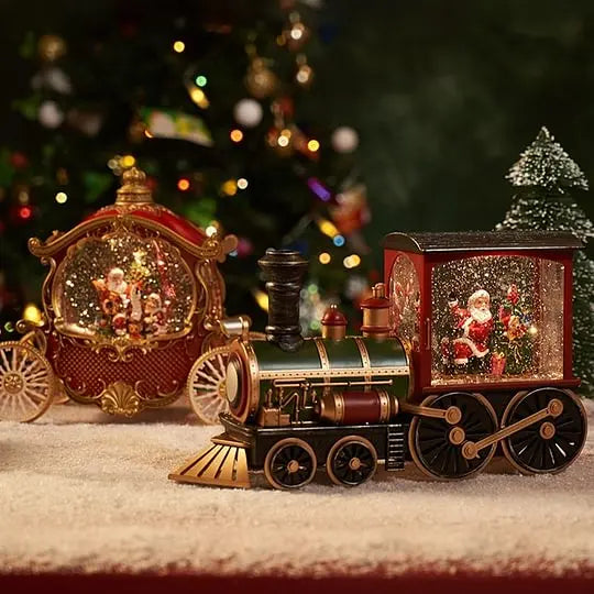 Crystal Ball Ornaments LED Lights Train Santa Claus Merry Christmas Decoration