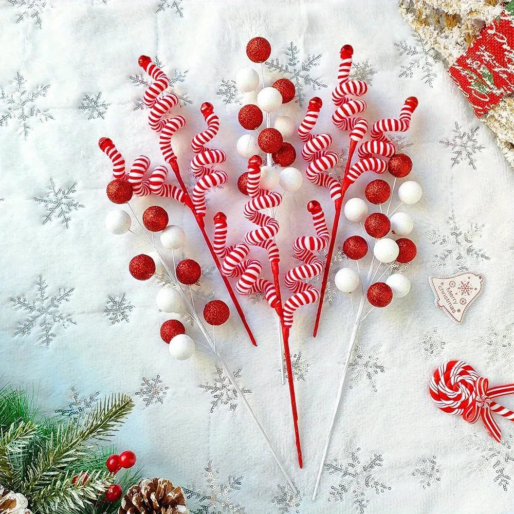 Christmas Tree Candy Canes - Festive Wool Candy Roll Decoration for Christmas, New Year and Winter Holidays