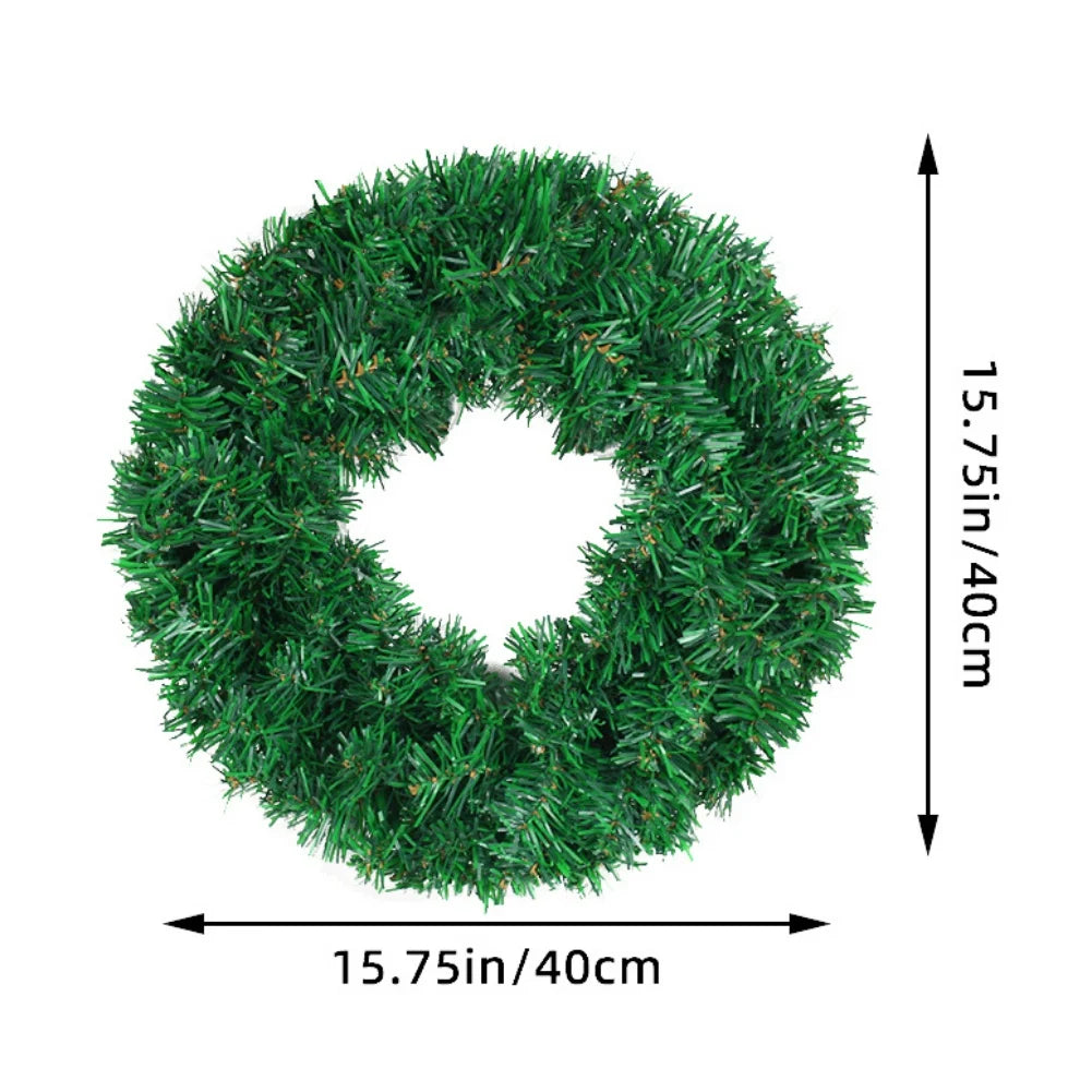 Artificial Green Christmas Ribbon Wreath Fall Wreath for Front Door