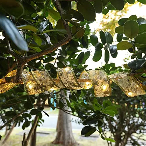 Christmas Ribbon Fairy Light Christmas Decoration DIY Bows String Light Tree Ornaments For Home 2023 Xmas Decor New Year Navidad
